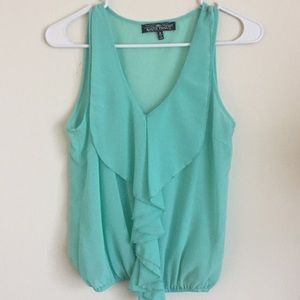 Sheer ruffle tank